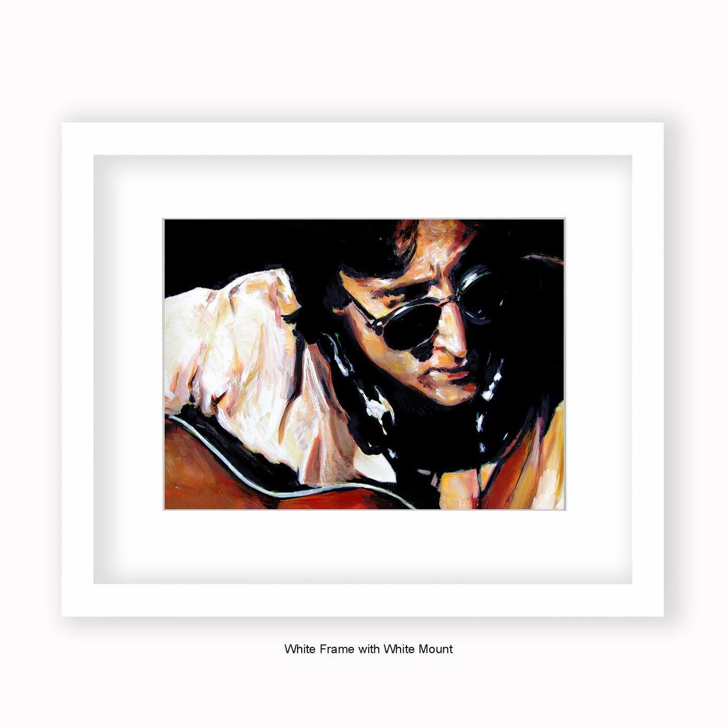 John Lennon- Guitar - Mounted & Framed Art Print