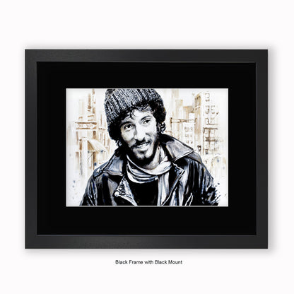 Bruce Springteen - Beanie - Mounted & Framed Art Print