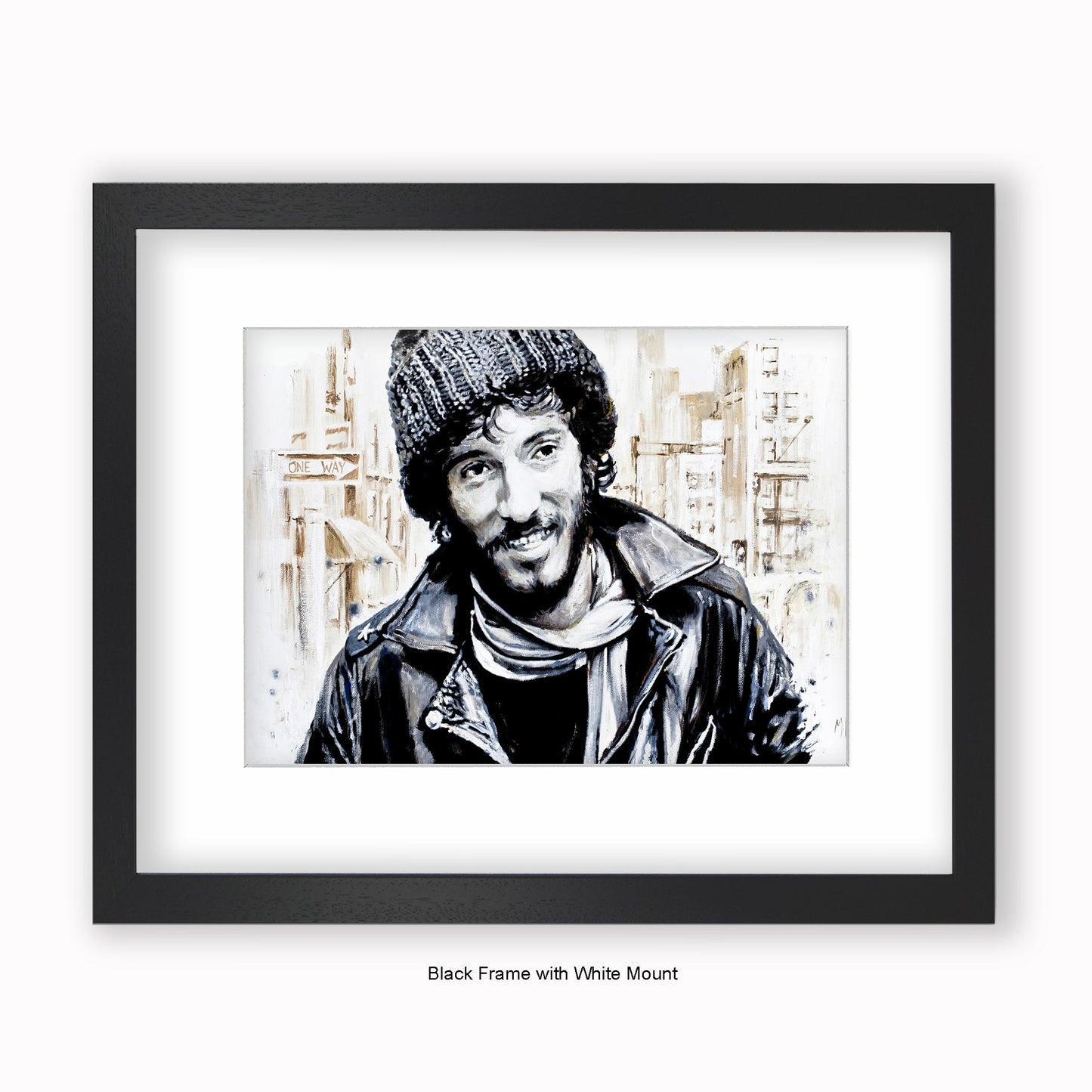 Bruce Springteen - Beanie - Mounted & Framed Art Print