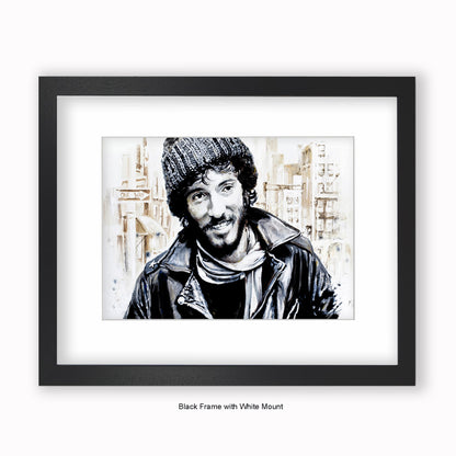 Bruce Springteen - Beanie - Mounted & Framed Art Print