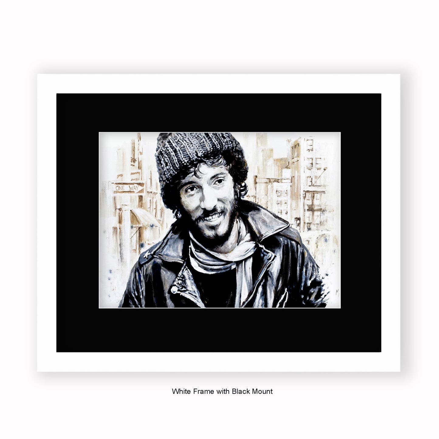 Bruce Springteen - Beanie - Mounted & Framed Art Print
