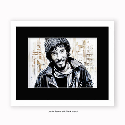 Bruce Springteen - Beanie - Mounted & Framed Art Print