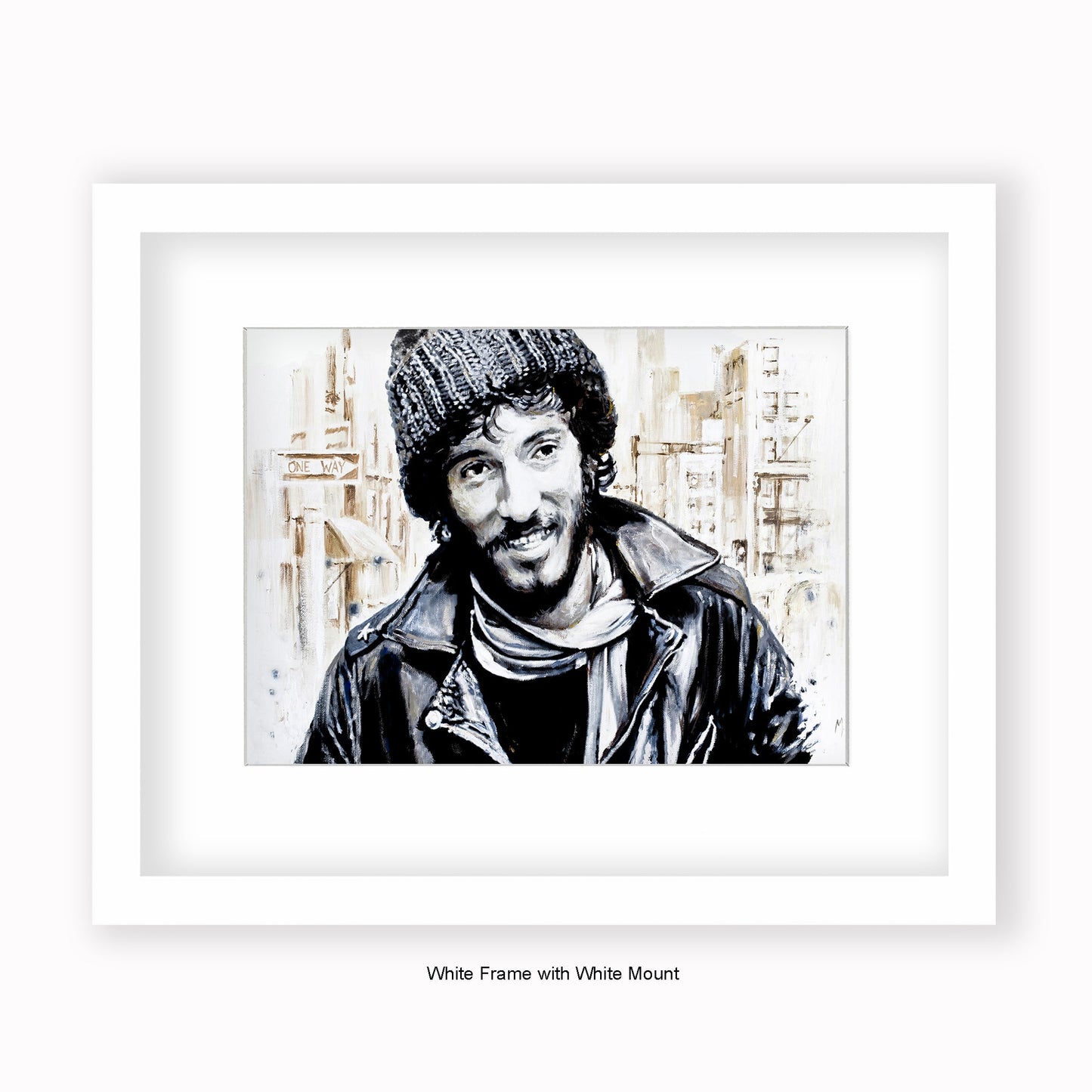 Bruce Springteen - Beanie - Mounted & Framed Art Print