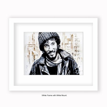 Bruce Springteen - Beanie - Mounted & Framed Art Print