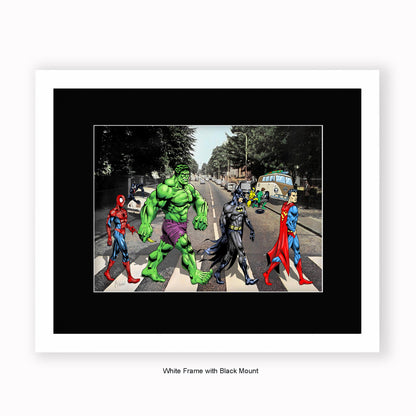 Super Heroes - Abbey Road - Mounted & Framed Art Print