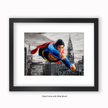 Superman - Flying - Mounted & Framed Art Print