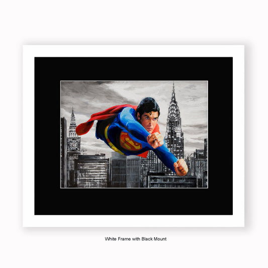 Superman - Flying - Mounted & Framed Art Print