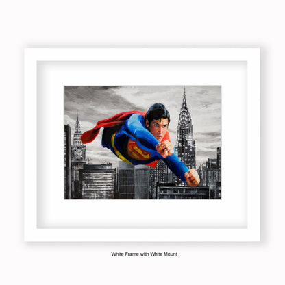 Superman - Flying - Mounted & Framed Art Print