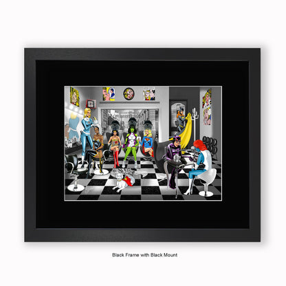 Super Girls - Beauty Salon - Mounted & Framed Art Print