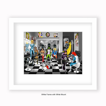 Super Girls - Beauty Salon - Mounted & Framed Art Print