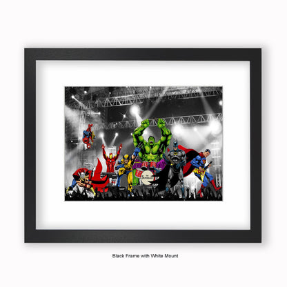 Super Heroes - Super Band - Mounted & Framed Art Print