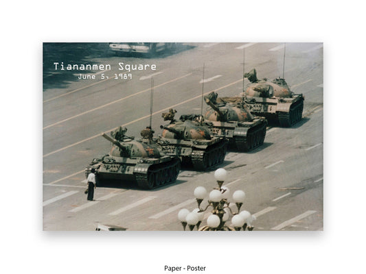 Tiananmen Square June 5, 1989 – Tank Man Iconic Historical Photo Poster Print