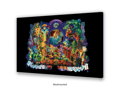 Alice in Wonderland Dark Fantasy Art Poster - Gothic Psychedelic Illustration with Queen of Hearts, Creatures & Playing Cards Print