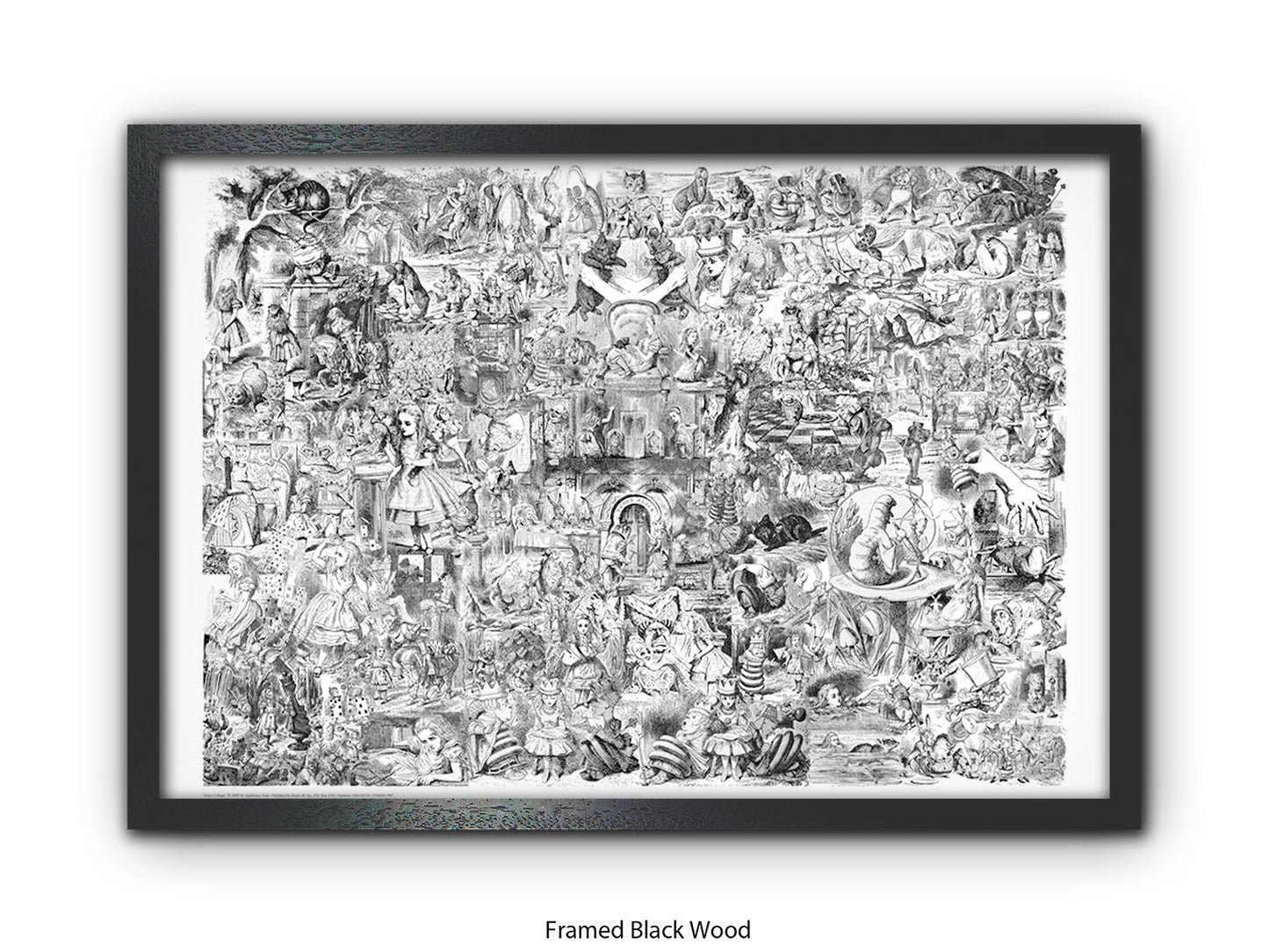 Alice in Wonderland Black & White Collage Poster Ð Classic John Tenniel Illustration Montage Art Print