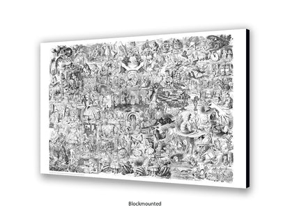 Alice in Wonderland Black & White Collage Poster Ð Classic John Tenniel Illustration Montage Art Print