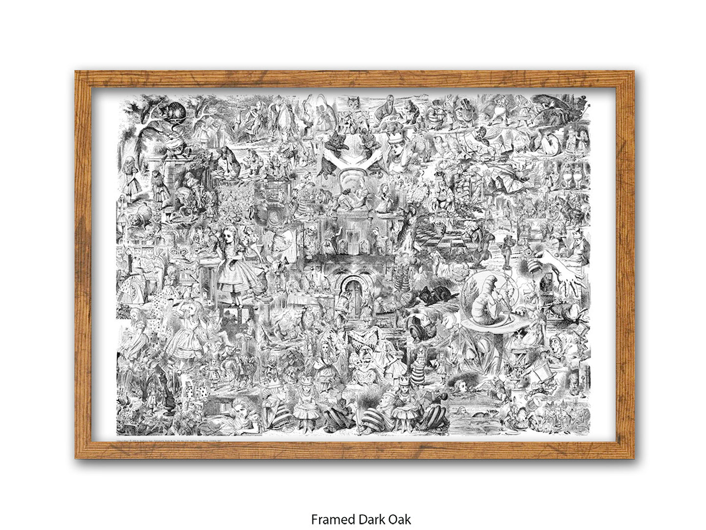 Alice in Wonderland Black & White Collage Poster Ð Classic John Tenniel Illustration Montage Art Print
