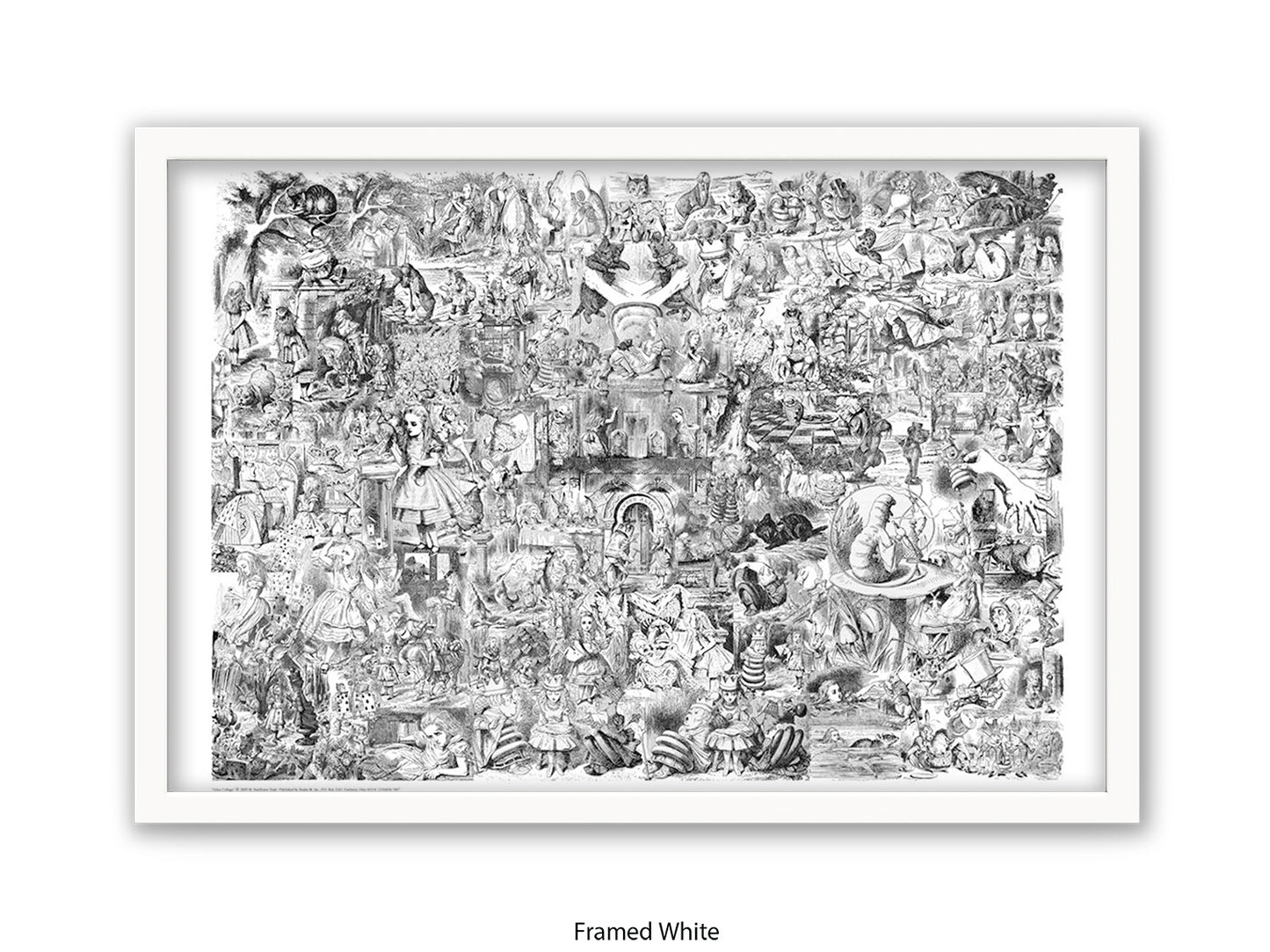 Alice in Wonderland Black & White Collage Poster Ð Classic John Tenniel Illustration Montage Art Print