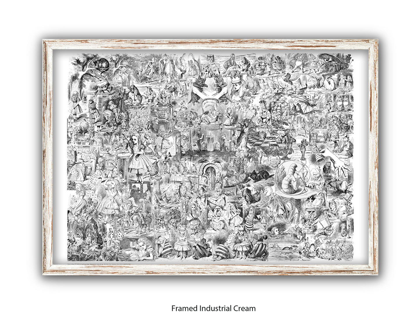 Alice in Wonderland Black & White Collage Poster Ð Classic John Tenniel Illustration Montage Art Print