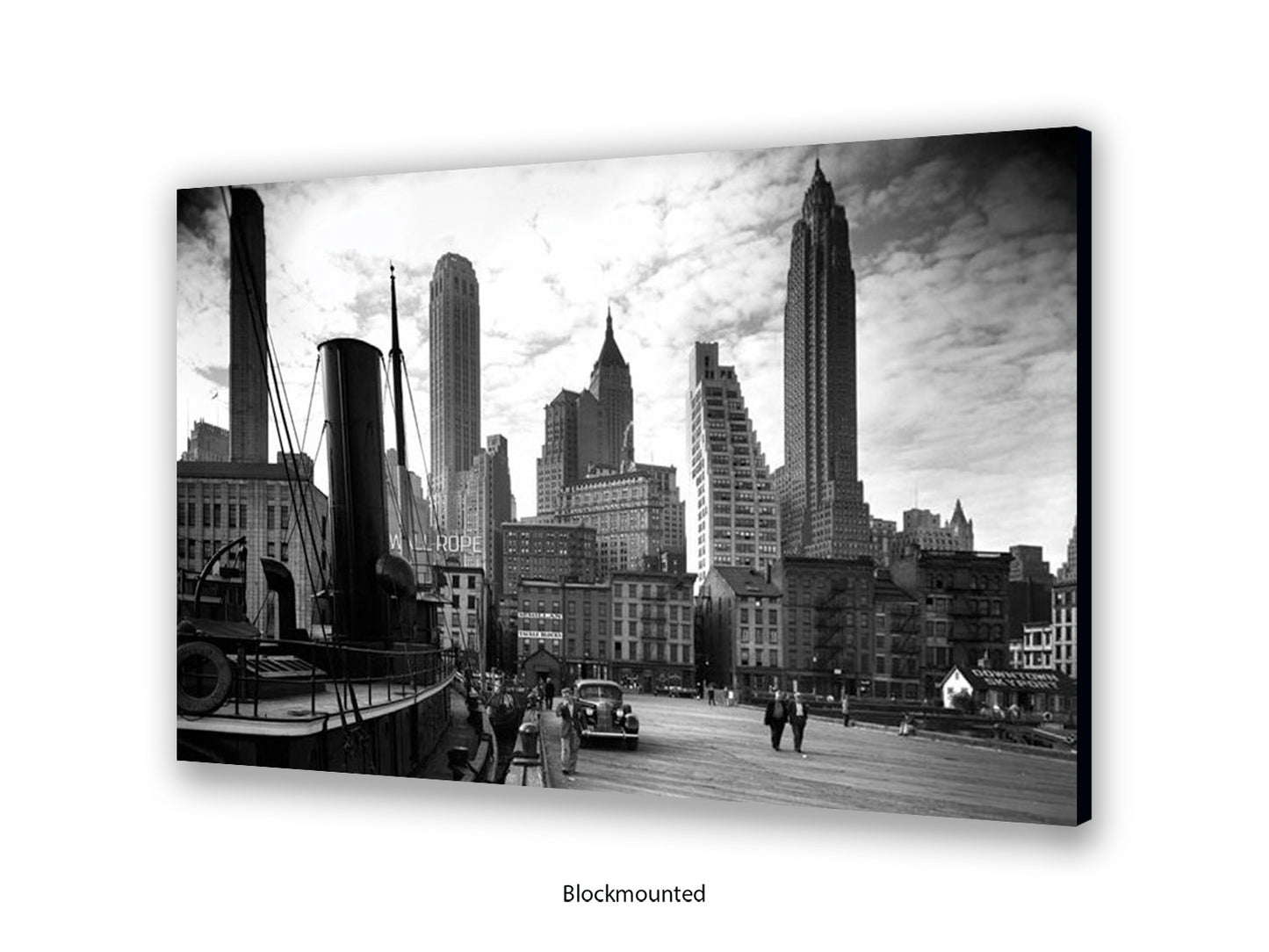 Vintage New York City Skyline Poster | 1930s Manhattan Waterfront Black & White