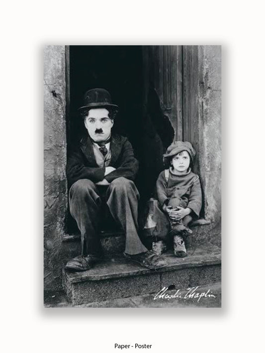 Charlie Chaplin  The Kid  b/w  Signature Poster