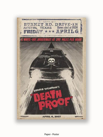 Death Proof  Black Car  Skull  Burnet Road Drivein Poster