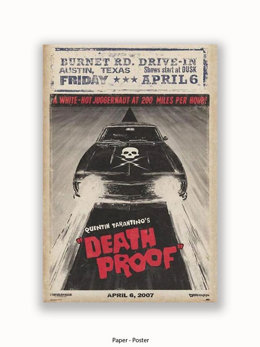 Death Proof  Black Car  Skull  Burnet Road Drivein Poster
