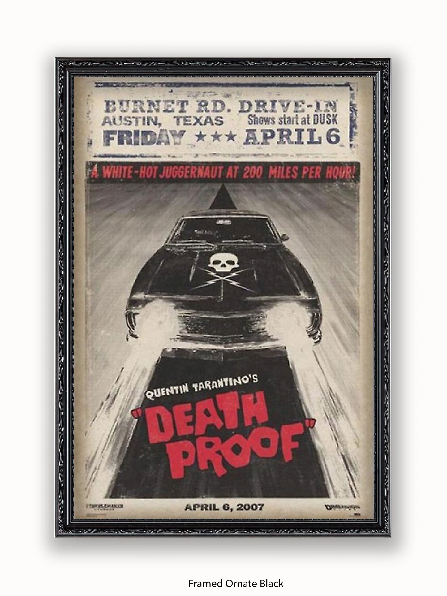 Death Proof  Black Car  Skull  Burnet Road Drivein Poster