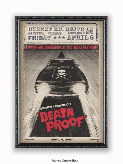 Death Proof  Black Car  Skull  Burnet Road Drivein Poster