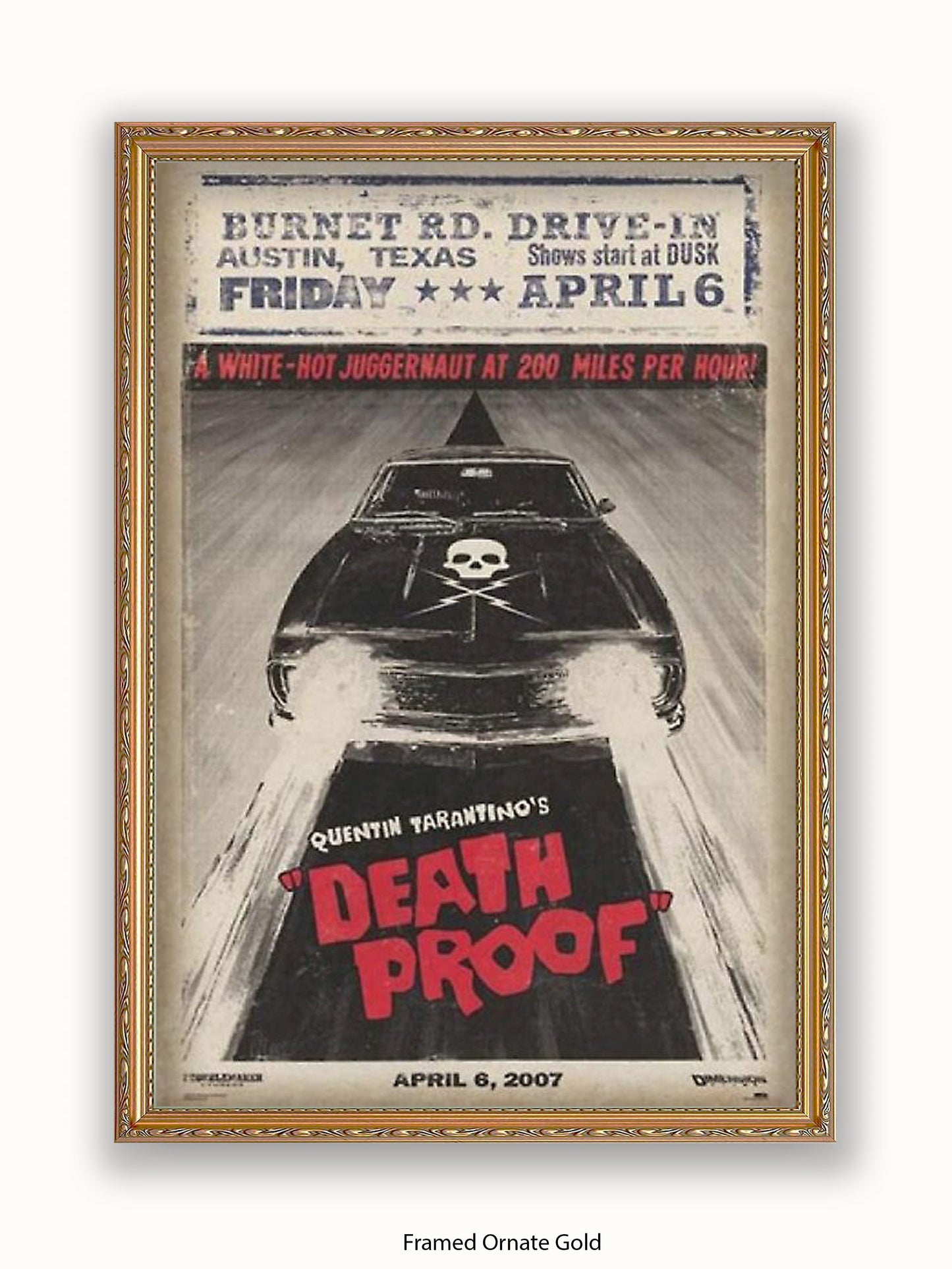 Death Proof  Black Car  Skull  Burnet Road Drivein Poster