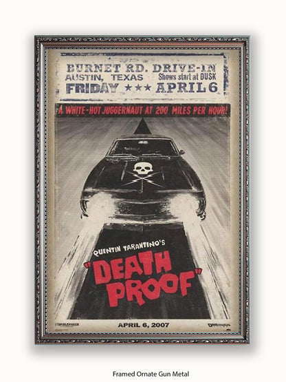 Death Proof  Black Car  Skull  Burnet Road Drivein Poster