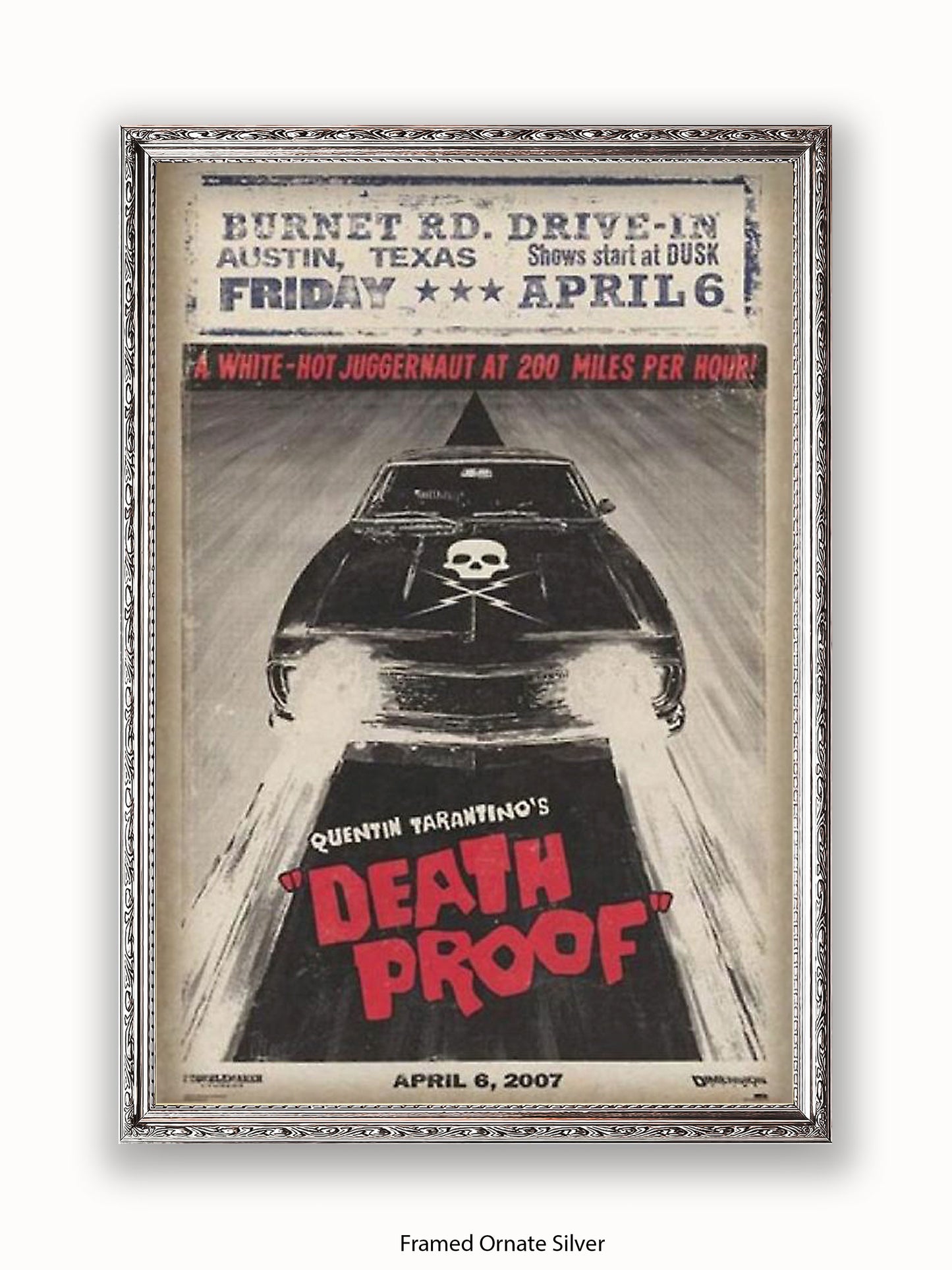 Death Proof  Black Car  Skull  Burnet Road Drivein Poster
