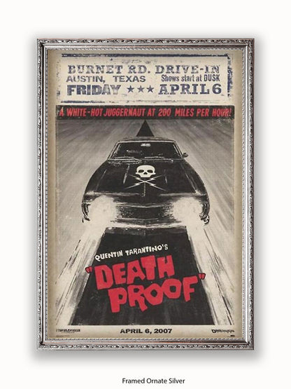 Death Proof  Black Car  Skull  Burnet Road Drivein Poster