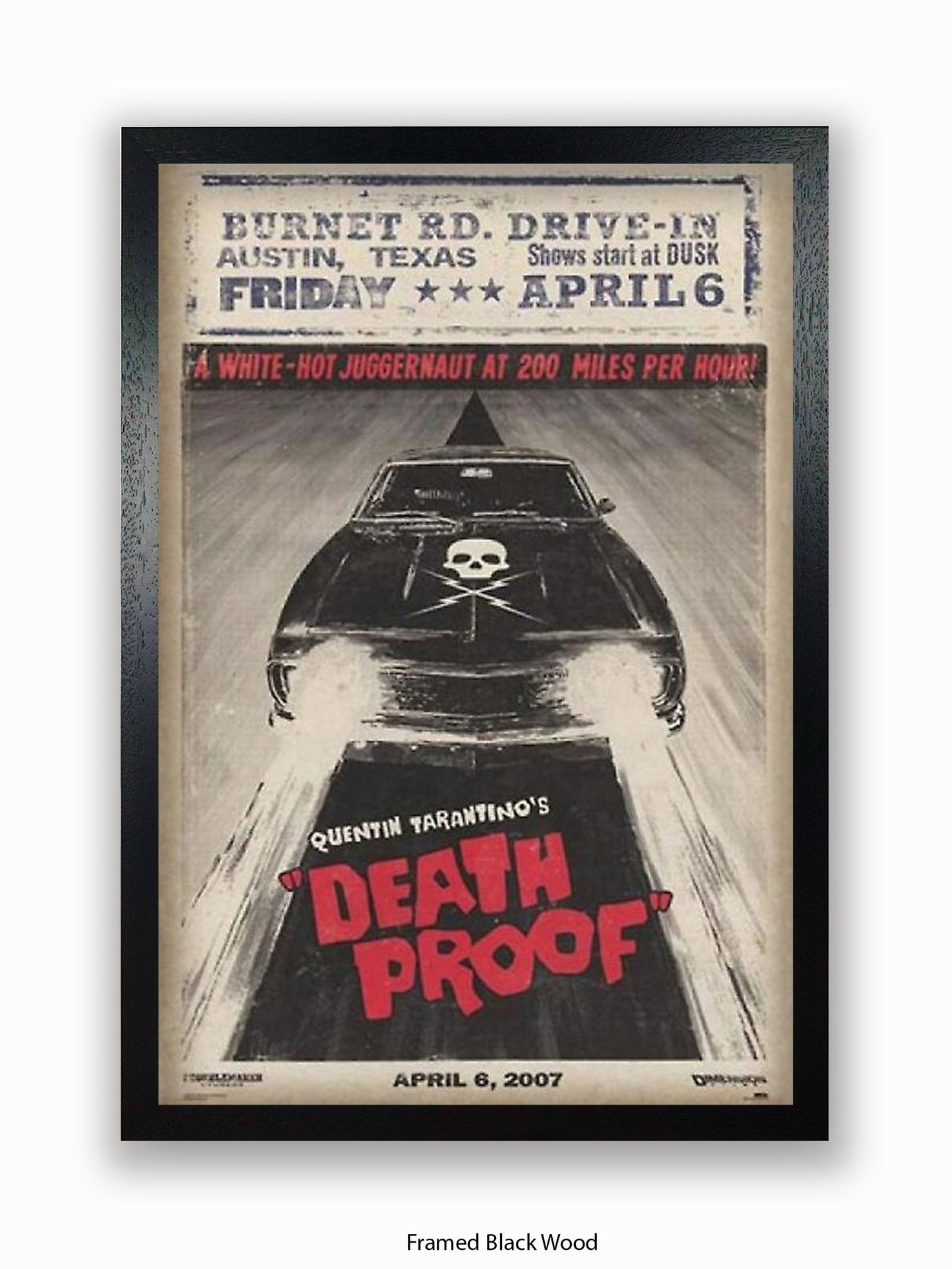 Death Proof  Black Car  Skull  Burnet Road Drivein Poster