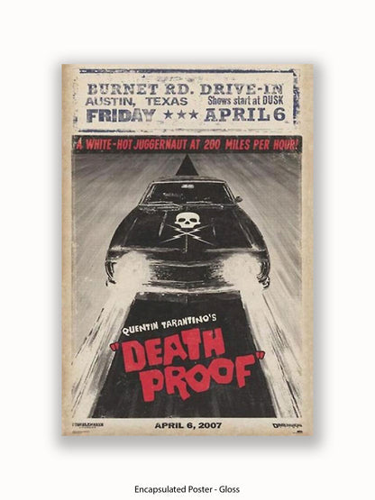 Death Proof  Black Car  Skull  Burnet Road Drivein Poster