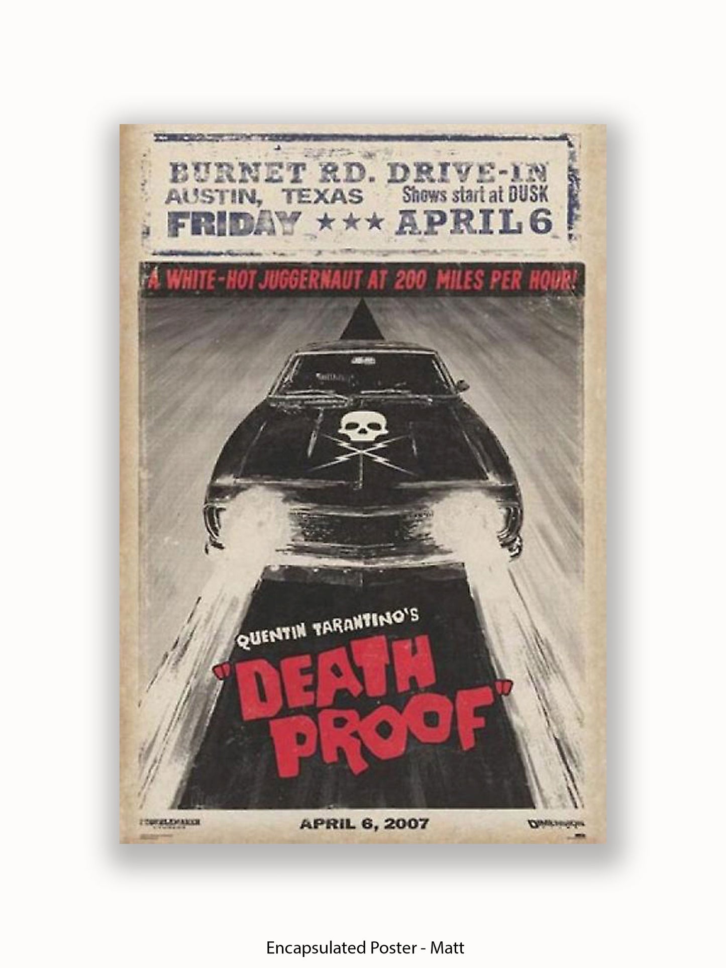 Death Proof  Black Car  Skull  Burnet Road Drivein Poster