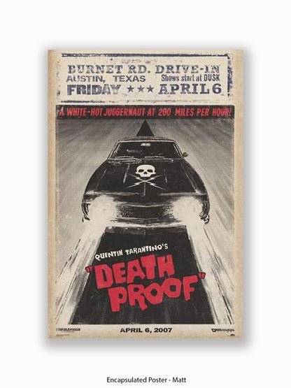 Death Proof  Black Car  Skull  Burnet Road Drivein Poster