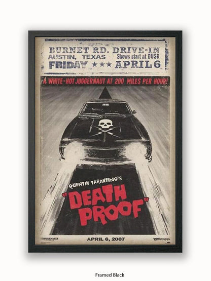 Death Proof  Black Car  Skull  Burnet Road Drivein Poster