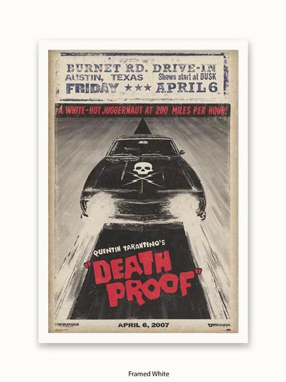 Death Proof  Black Car  Skull  Burnet Road Drivein Poster