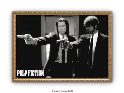Pulp Fiction Poster - Vincent & Jules Guns Scene | Classic Tarantino Movie Poster