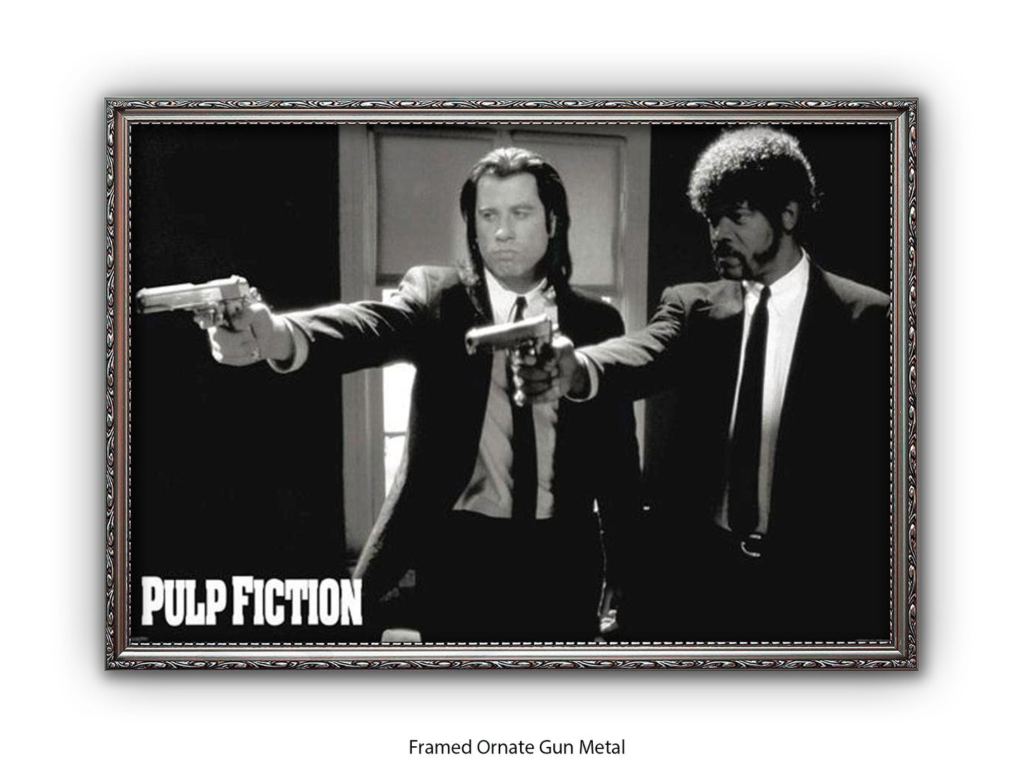 Pulp Fiction Poster - Vincent & Jules Guns Scene | Classic Tarantino Movie Poster