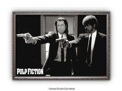 Pulp Fiction Poster - Vincent & Jules Guns Scene | Classic Tarantino Movie Poster
