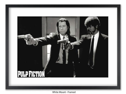 Pulp Fiction Poster - Vincent & Jules Guns Scene | Classic Tarantino Movie Poster