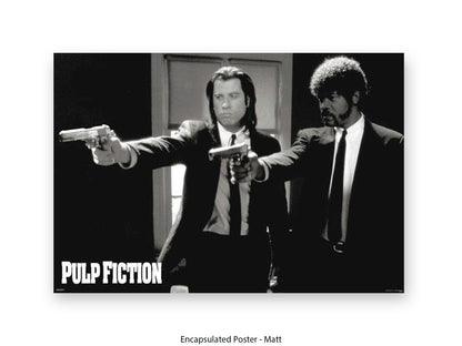 Pulp Fiction Poster - Vincent & Jules Guns Scene | Classic Tarantino Movie Poster
