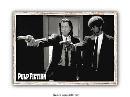 Pulp Fiction Poster - Vincent & Jules Guns Scene | Classic Tarantino Movie Poster