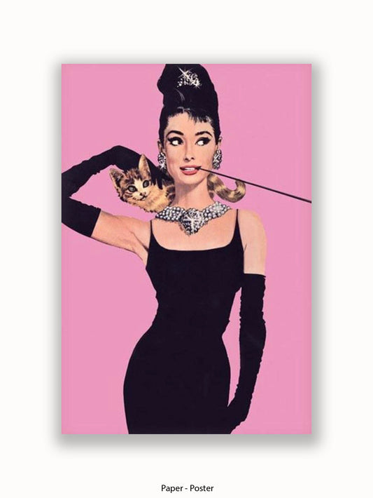 Audrey Hepburn  Breakfast At Tiffany's  Pink Poster