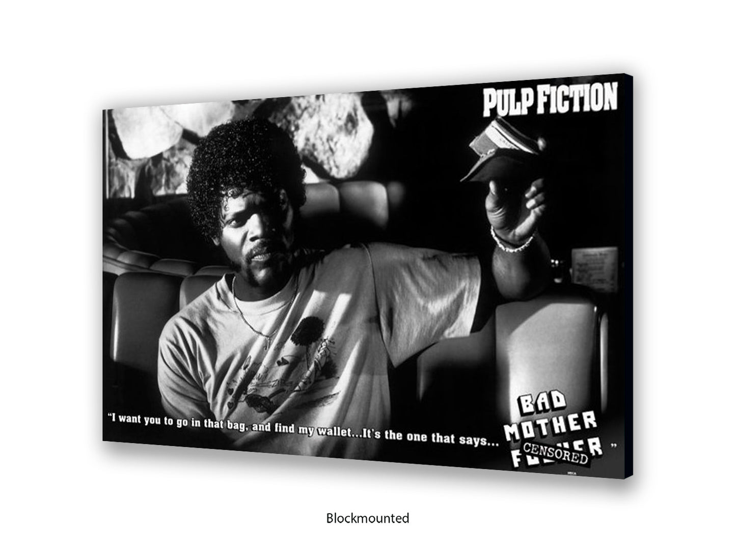 Pulp Fiction  Poster | Samuel L Jackson Wallet Scene | Bad Mother Black & White Movie Poster | Official Licensed Movie Poster