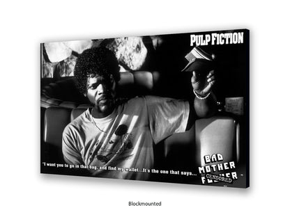 Pulp Fiction  Poster | Samuel L Jackson Wallet Scene | Bad Mother Black & White Movie Poster | Official Licensed Movie Poster