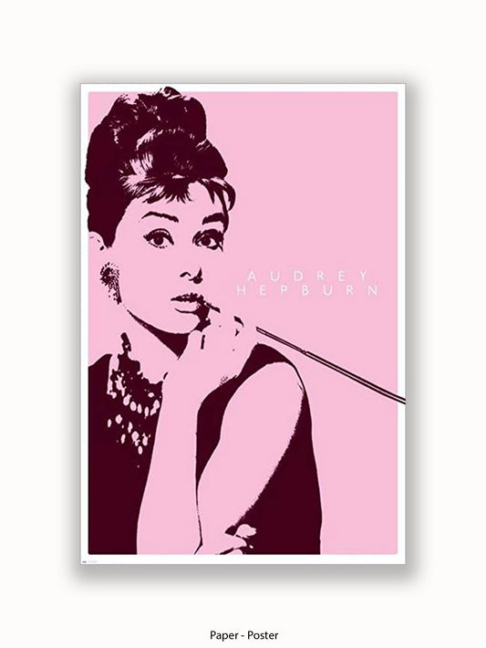 Audrey Hepburn  Cigarello  Side Shot  Pink Poster