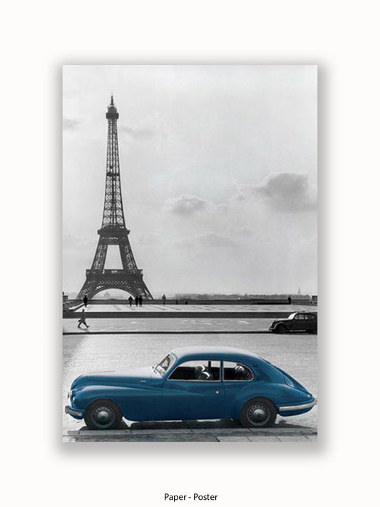 Paris  Eiffel Tower  Blue Car poster