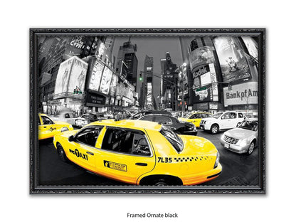 New York City Times Square Yellow Taxi Ð Black and White Selective Color Poster